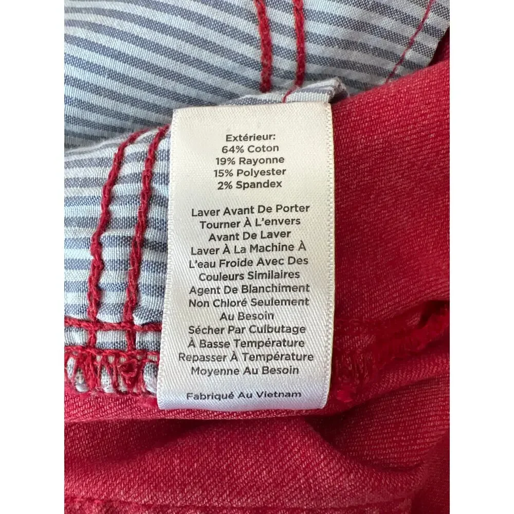 Talbots Size 16 Flawless Five Pocket High Rise Red Ankle Leggings XL